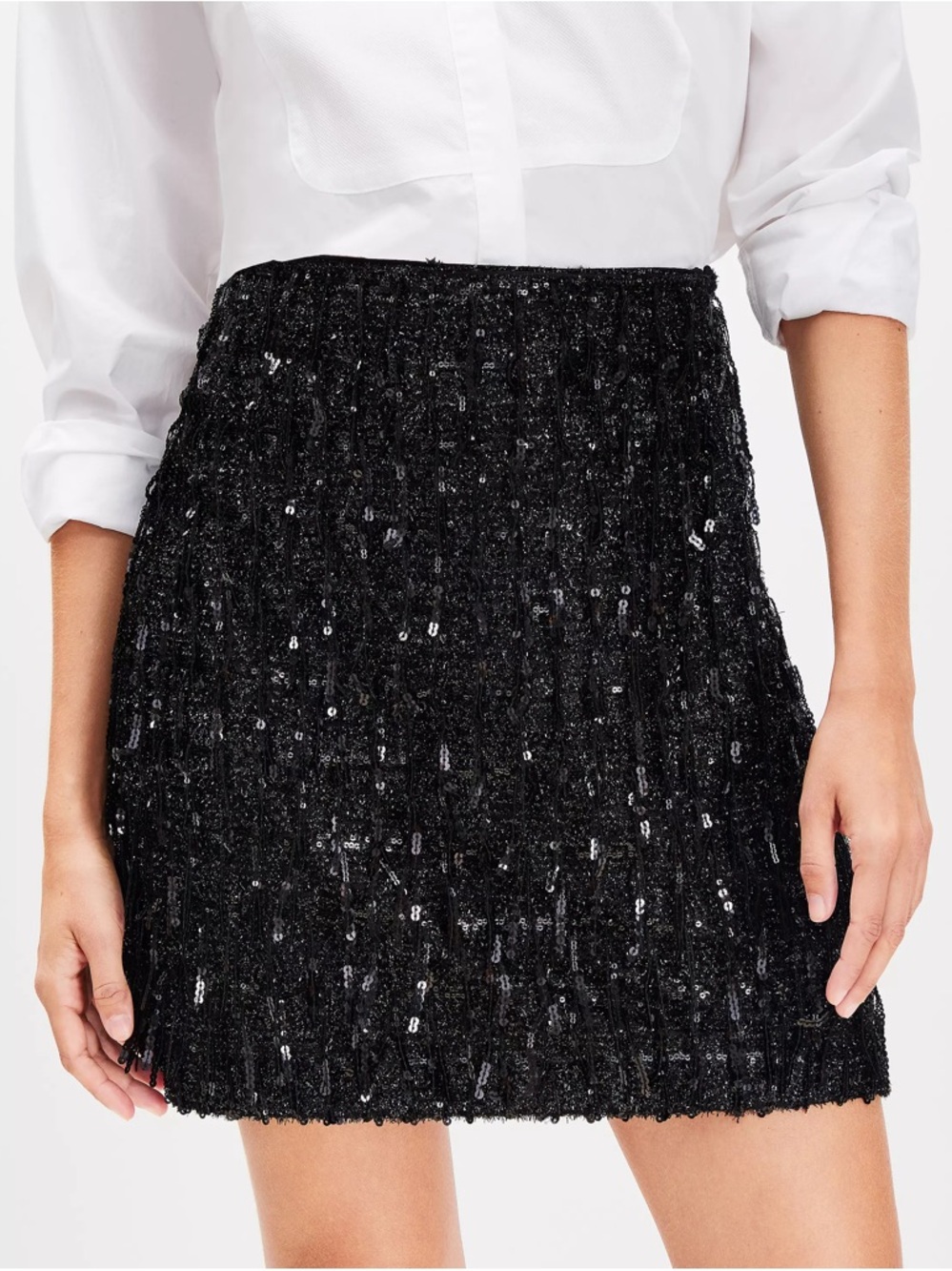 LOFT Sequin Fringe Mini Skirt